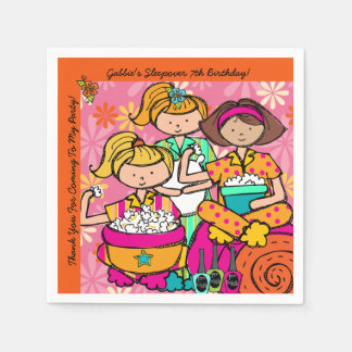 Anpassningsbar Girls Slumber Party Birthday Papper Pappersservett