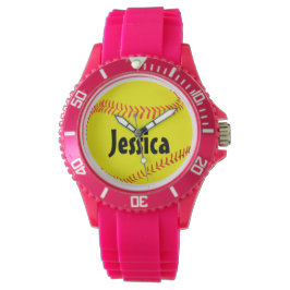 Anpassningsbar Girls Sporty Rosa FastpitchSoftball Armbandsur