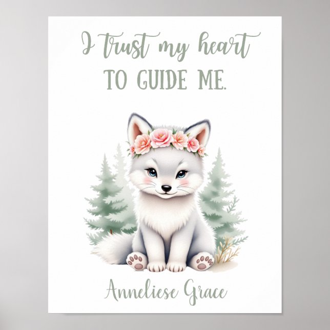 Anpassningsbar Girls Woodland Varg Quote Nursery Poster (Framsidan)