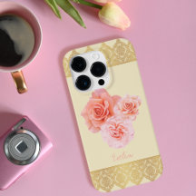 Anpassningsbar Girly Blommigt Rosa och Golden Dama