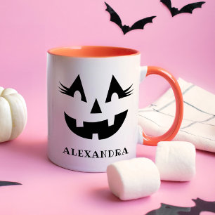 Anpassningsbar Girly Jack o lantern Pumpkin Ansikt Mugg
