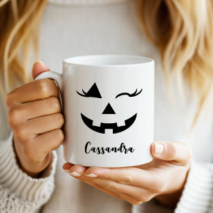 Anpassningsbar Girly Jack o lantern Pumpkin Ansikt Mugg
