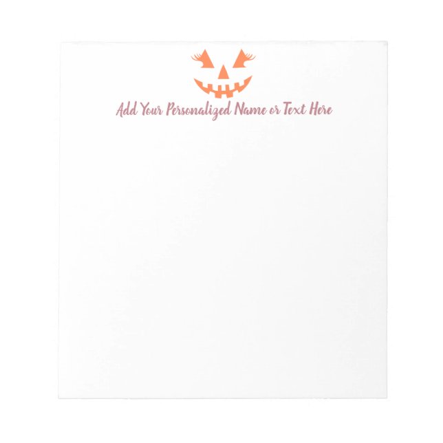 Anpassningsbar Girly Jack o lantern Pumpkin Hallow Anteckningsblock (Framsida)