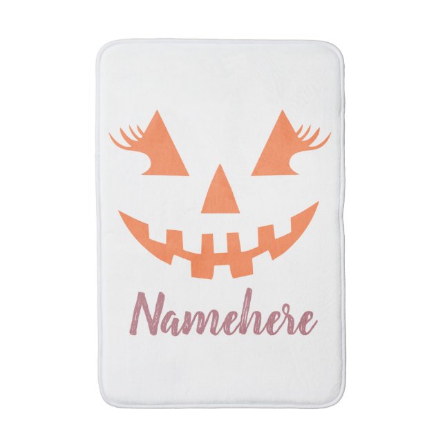 Anpassningsbar Girly Jack o lantern Pumpkin Hallow Badrumsmatta (Framsidan (Vertikal))