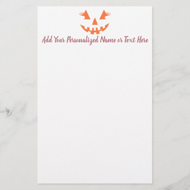 Anpassningsbar Girly Jack o lantern Pumpkin Hallow Brevpapper (Framsida)