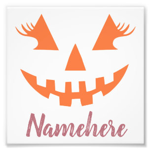 Anpassningsbar Girly Jack o lantern Pumpkin Hallow Fototryck