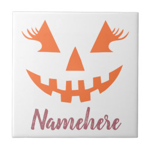 Anpassningsbar Girly Jack o lantern Pumpkin Hallow Kakelplatta