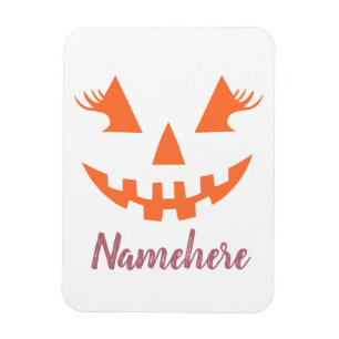 Anpassningsbar Girly Jack o lantern Pumpkin Hallow Magnet