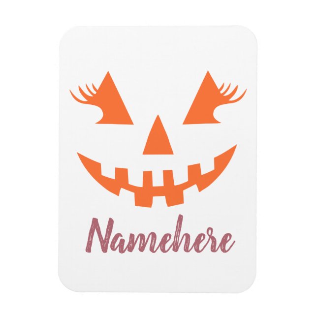 Anpassningsbar Girly Jack o lantern Pumpkin Hallow Magnet (Vertikal)