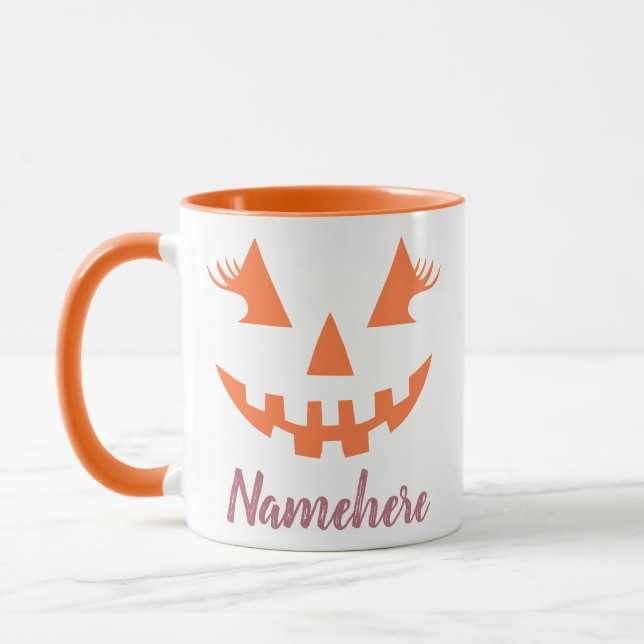 Anpassningsbar Girly Jack o lantern Pumpkin Hallow Mugg (Vänster)