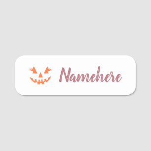 Anpassningsbar Girly Jack o lantern Pumpkin Hallow Namnbricka