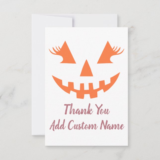 Anpassningsbar Girly Jack o lantern Pumpkin Hallow Tack Kort (Framsida)