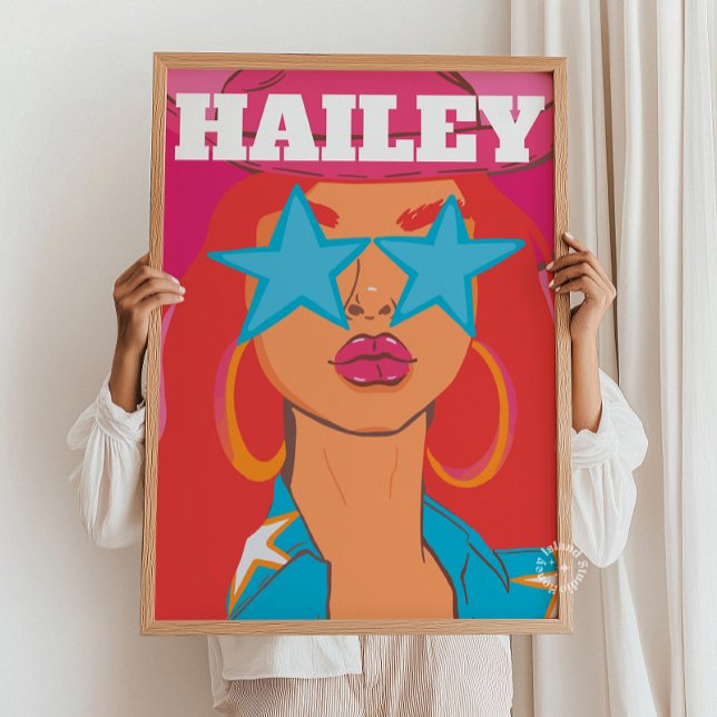 Anpassningsbar Girly Porträtt Preppy Dorm Decor Re Poster (Custom Funky Girly Portrait Preppy Dorm Decor Red Hair)