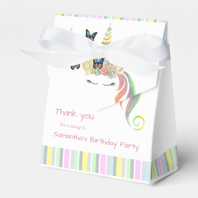 Anpassningsbar Girly Unicorn Ansikte Birthday Tack Presentaskar (Framsidan Sidan)