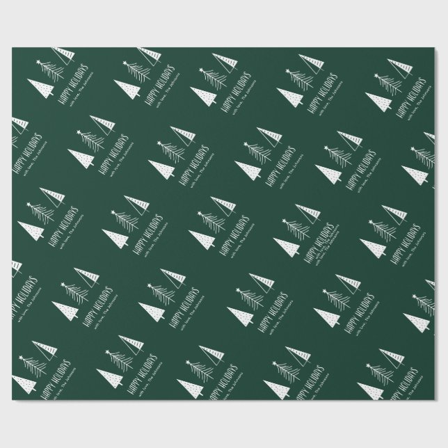 Anpassningsbar Glad helg Grönt Festive Spruce Presentpapper (Platt)
