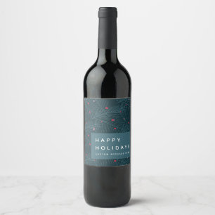 Anpassningsbar Glad helg Spruce Berries Modern Vinflaska Etikett