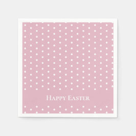 Anpassningsbar Glad påsk Pastel Rosa & White Polka Pappersservett