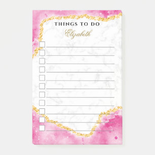 Anpassningsbar Glam Marble Rosa Guld Elegant to Do Post-it Block
