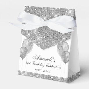 Anpassningsbar Glam Silver och Vit Presentaskar