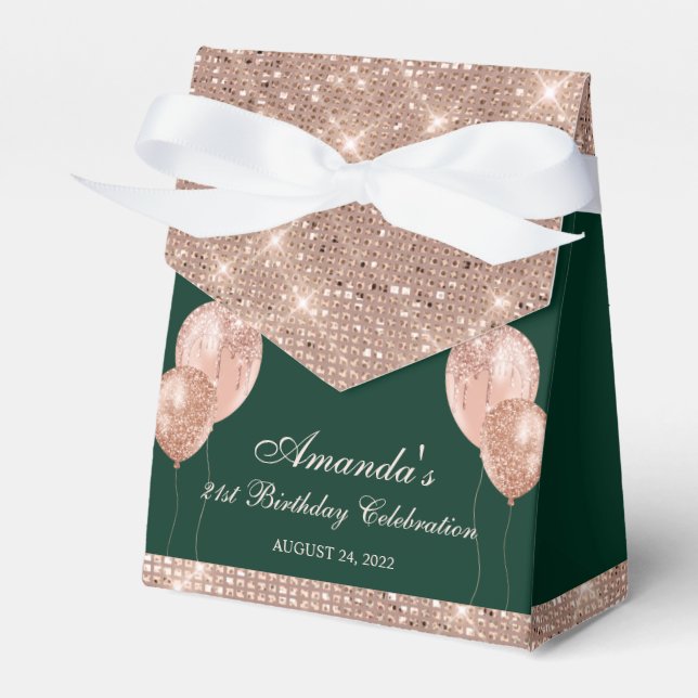 Anpassningsbar Glam Smaragdgrön och Roséguld Presentaskar (Framsidan Sidan)