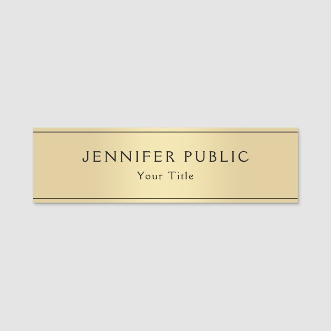 Anpassningsbar Glamor Faux Guld Modern Template Be Namnbricka (Framsida)