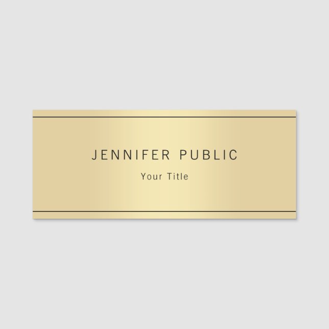 Anpassningsbar Glamor Guld Se modern Elegant-mall Namnbricka (Framsida)