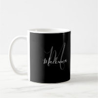 Anpassningsbar Glamous Black White Monogram Namn E