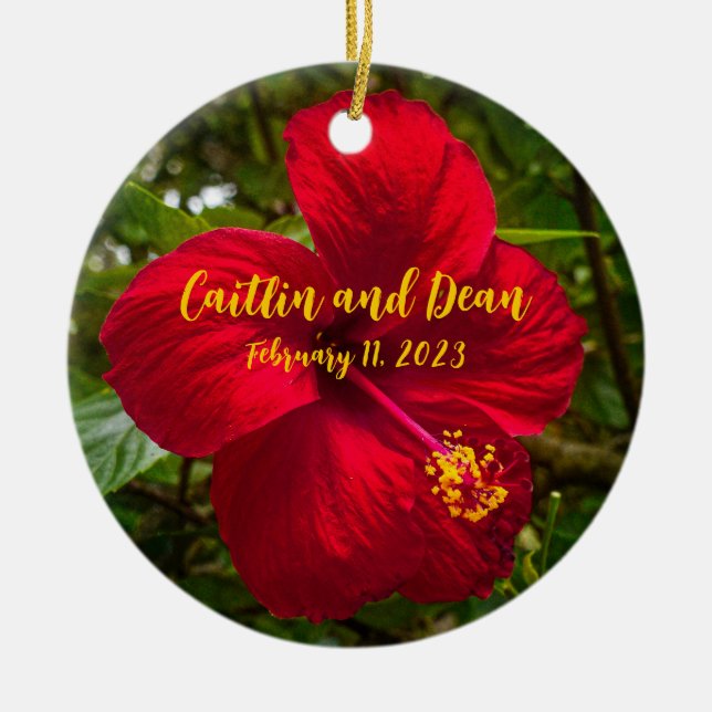 Anpassningsbar Glass Hibiscus Ornament (Framsidan)