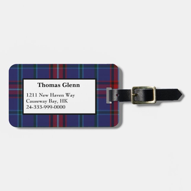 Anpassningsbar Glenn Tartan Play Luggage Tag Bagagebricka (Horisontell Framsida)