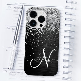 Anpassningsbar Glitter Black Gnistra Monogram