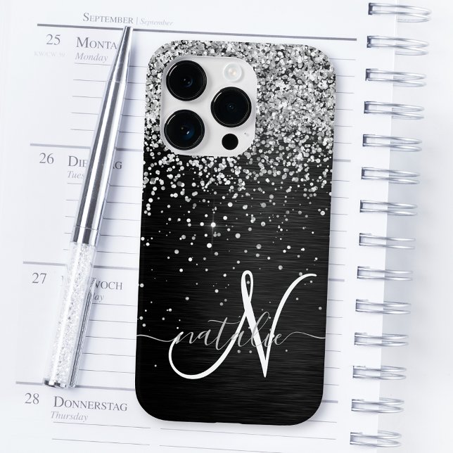 Anpassningsbar Glitter Black Gnistra Monogram (Skapare uppladdad)