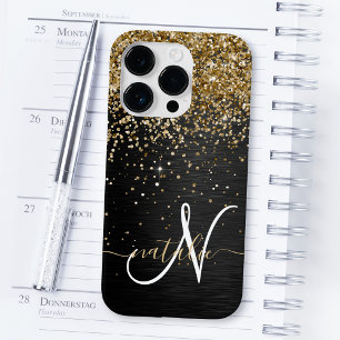 Anpassningsbar Glitter Black Gnistra Monogram