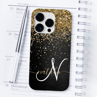 Anpassningsbar Glitter Black Gnistra Monogram