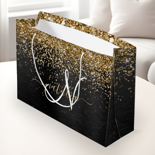 Anpassningsbar Glitter Black Gnistra Monogram (Skapare uppladdad)