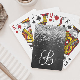 Anpassningsbar Glitter Black Gnistra Monogram Casinokort