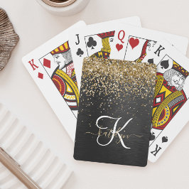 Anpassningsbar Glitter Black Gnistra Monogram Casinokort