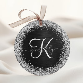 Anpassningsbar Glitter Black Gnistra Monogram Gåvor Etiketter