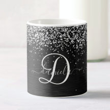Anpassningsbar Glitter Black Gnistra Monogram