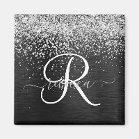 Anpassningsbar Glitter Black Gnistra Monogram