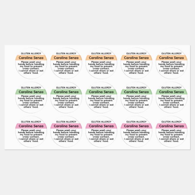 Anpassningsbar Gluten Allergy Stickers Kids Lunch  (Ark)