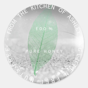Anpassningsbar Gluten Nöt Free Mint Silver Grått G Runt Klistermärke