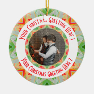 Anpassningsbar God Grönt i julstjärnan Photo Häls Julgransprydnad Keramik