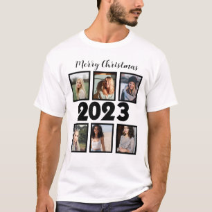Anpassningsbar God jul 2023 6 Fotokollage T Shirt