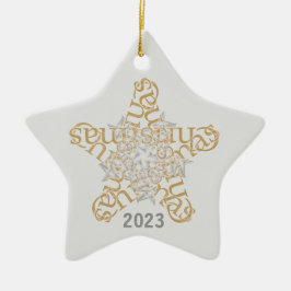 Anpassningsbar God jul Calligraphy Star Julgransprydnad Keramik