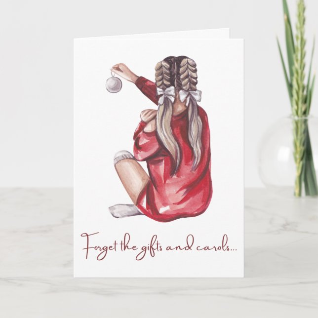 Anpassningsbar God jul Cute Girl for Friends Helgkort (Framsida)