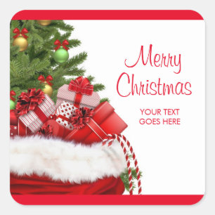 Anpassningsbar God jul Din textpresentationsmall Fyrkantigt Klistermärke