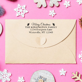 Anpassningsbar God jul Family Adress med Klockor Självfärgande Stämpel