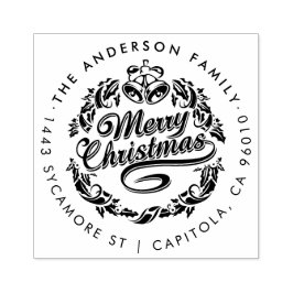 Anpassningsbar God jul Family Namn Returadress Stämpel
