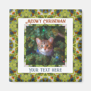Anpassningsbar God jul Grönt Katt Pet Photo Magnet