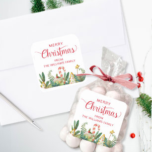 Anpassningsbar, God jul, Helgdag Cookies Fyrkantigt Klistermärke